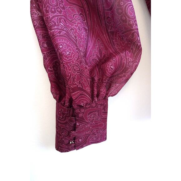 INTERMIX Kiera Silk Paisley Print Blouson Sleeve Keyhole Blouse Top L $228 - Picture 8 of 14